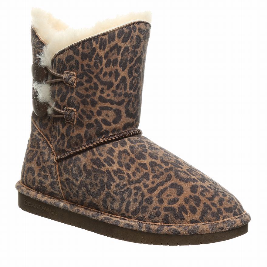 Bearpaw Rosaline Snow Boots UK - Women's Boots Leopard ||PHWGNS-463||